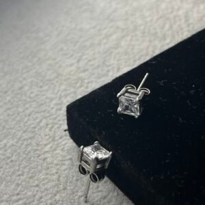 White square pin studs (pair)